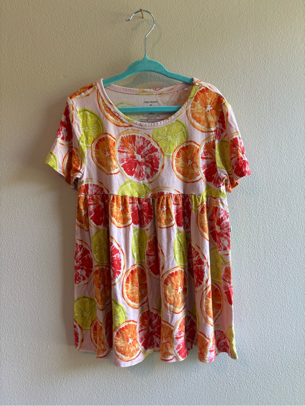 Posh Peanut Bamboo Pink Citrus Slice Short Sleeve Blouse